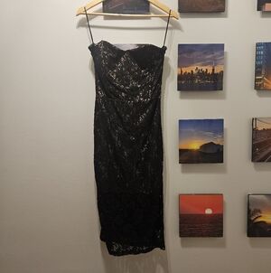 Lucca Couture Elegant Black Strapless Dress